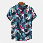 Elegante camisa de manga corta para hombre con estampado floral
