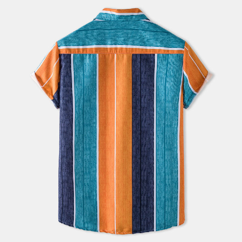Camisa a rayas de manga corta para hombre con diseño vintage confeccionada en algodón