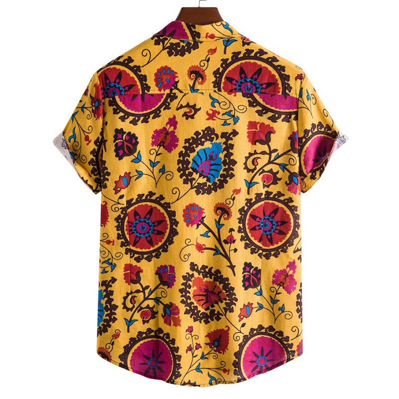Camisa de manga corta para hombre con estampado vintage