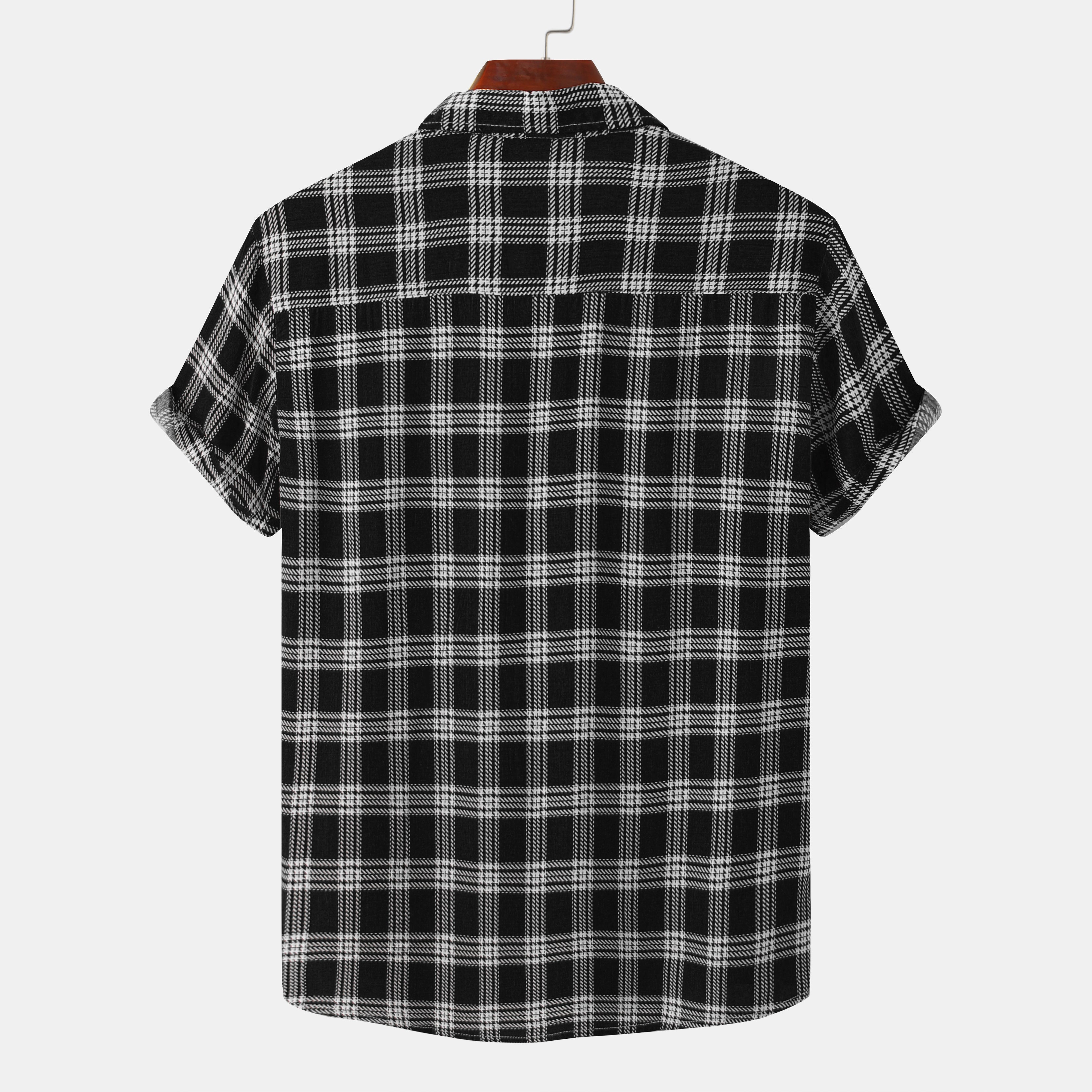 Camisa a cuadros de manga corta para hombre con aspecto vintage