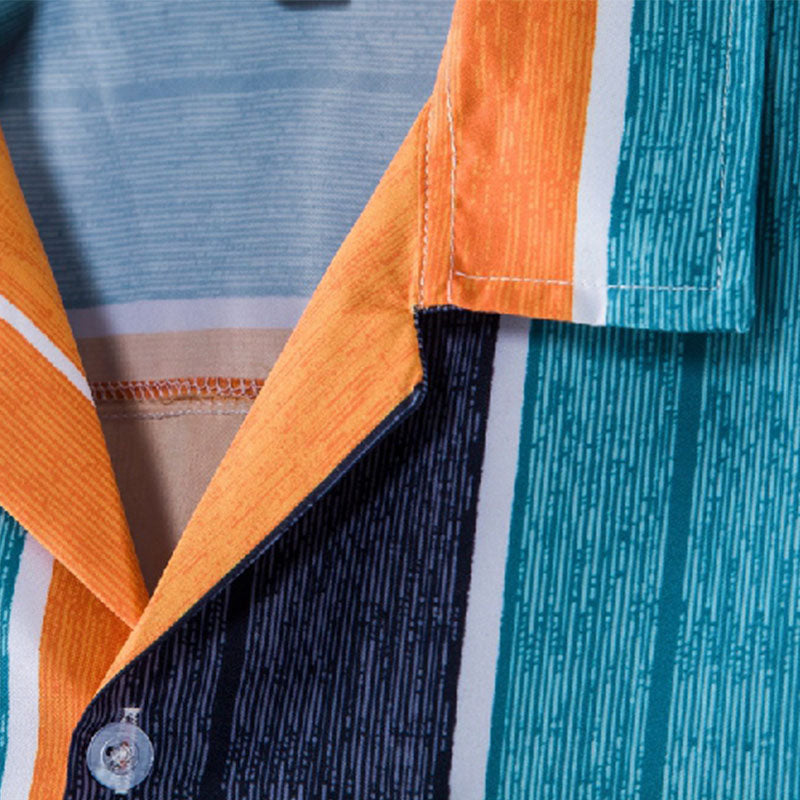 Camisa a rayas de manga corta para hombre con diseño vintage confeccionada en algodón