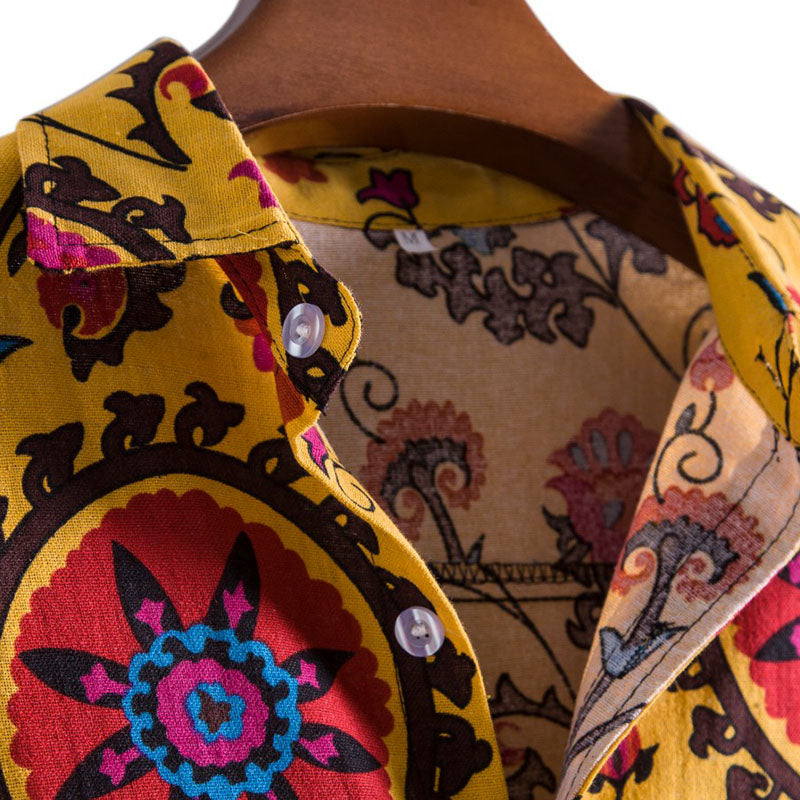 Camisa de manga corta para hombre con estampado vintage