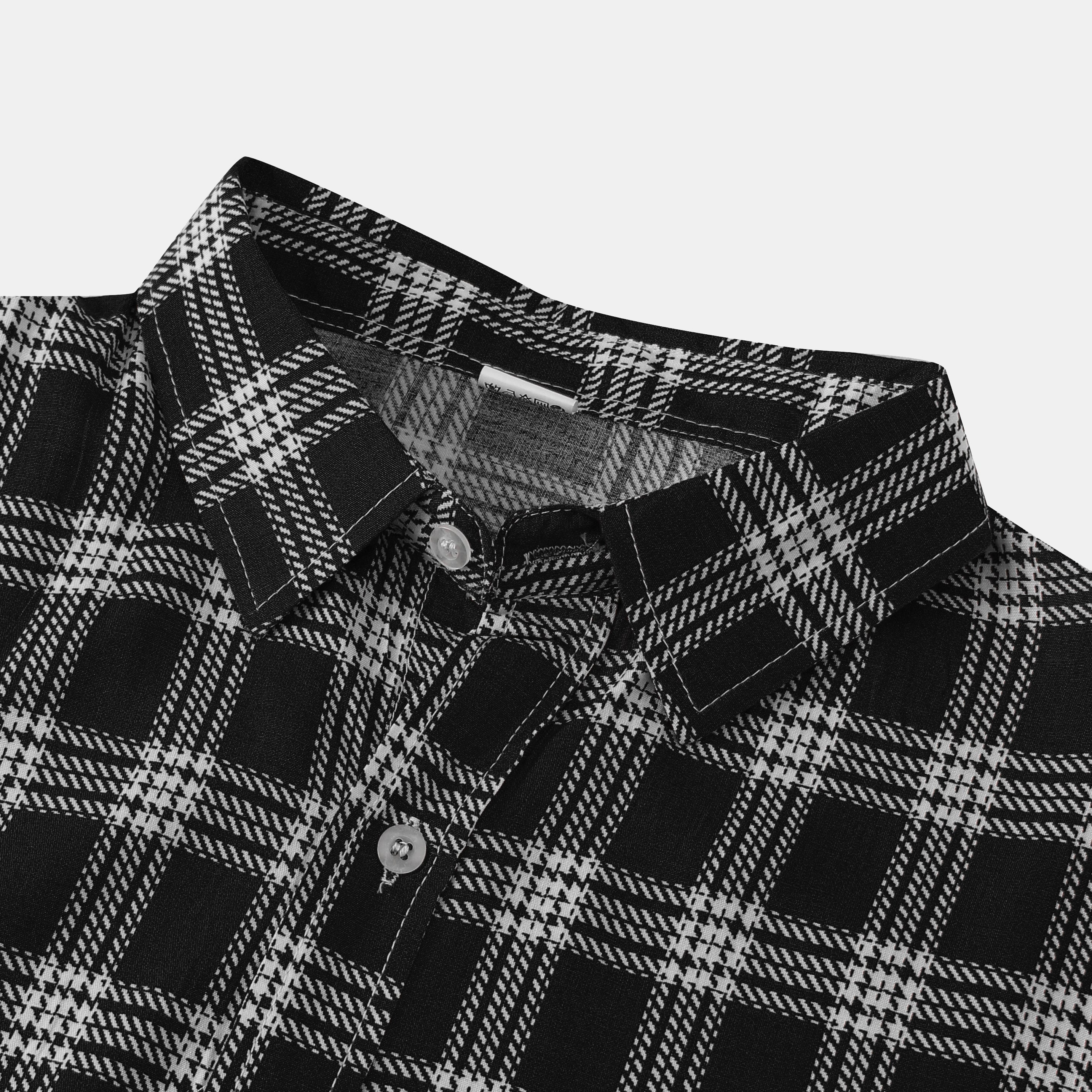 Camisa a cuadros de manga corta para hombre con aspecto vintage