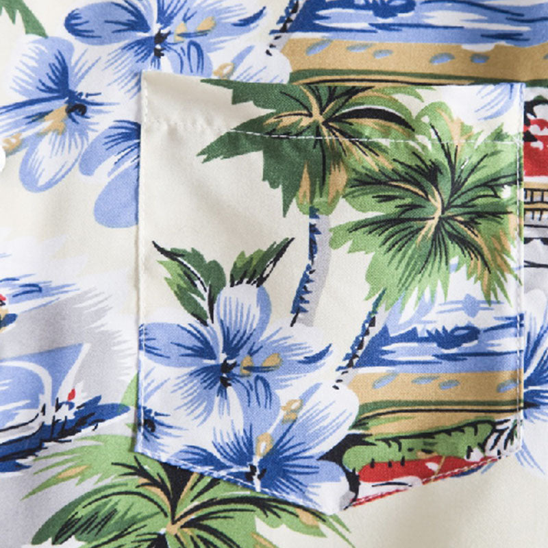 Elegante camisa de manga corta para hombre con estampado vintage de algodón