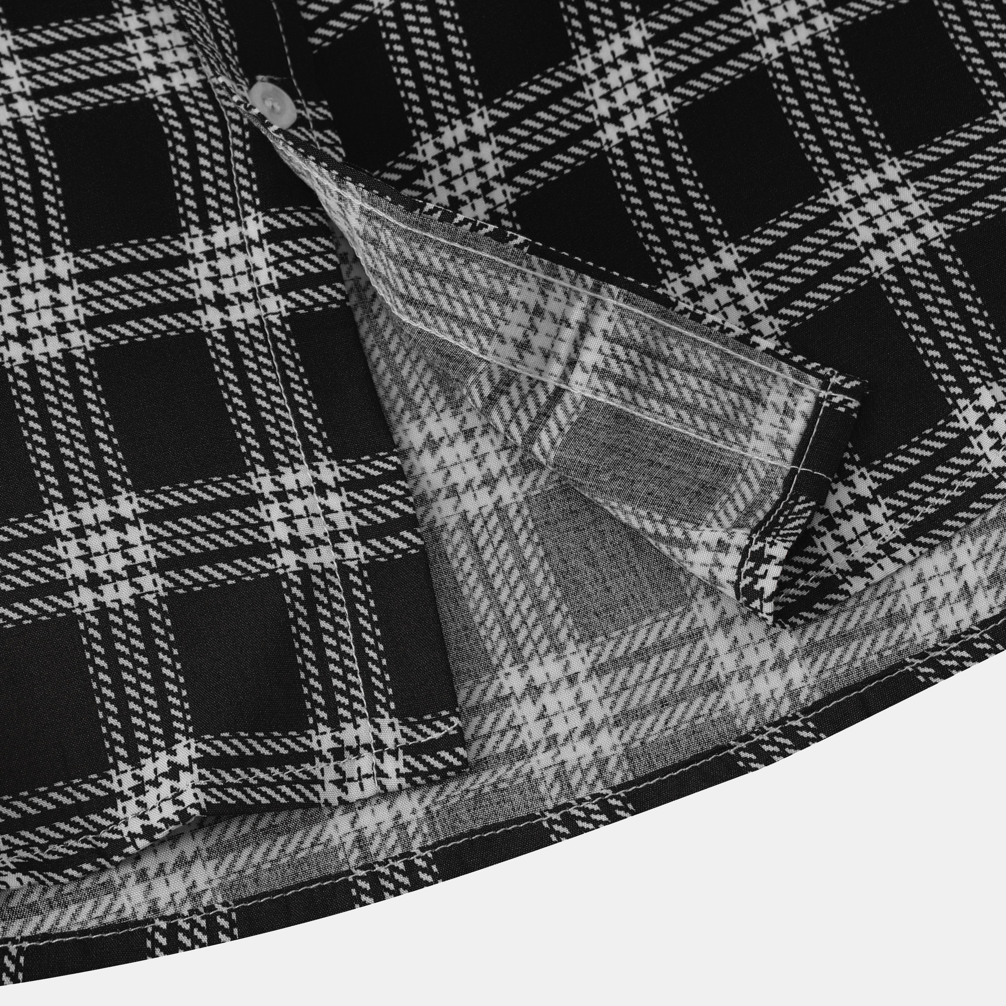 Camisa a cuadros de manga corta para hombre con aspecto vintage