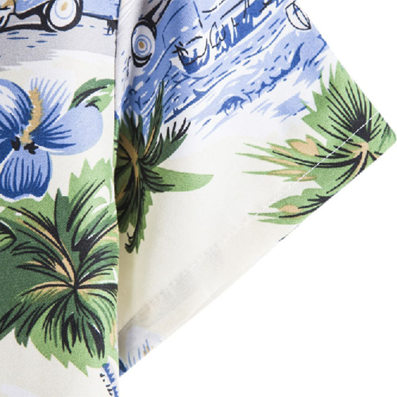 Elegante camisa de manga corta para hombre con estampado vintage de algodón