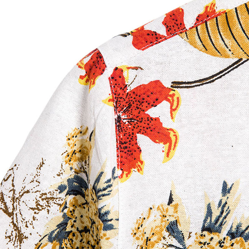 Elegante camisa de manga corta para hombre con estampado vintage