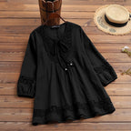 Blusa mujer encaje y lazo frontal - Marena