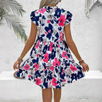 Vestido corto para mujer con estampado de floral estilo vaporoso - Camila