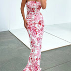 Vestido largo mujer palabra de honor corte sirena elegante - Arlette