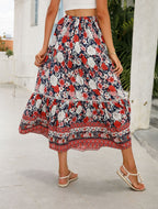 Falda larga mujer estampado floral bohemio - Vianey