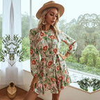 Vestido para mujer floral con manga larga corte evasé - Romina