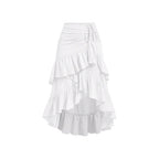 Falda midi para mujer de volantes asimétricos con fruncido lateral corte irregular - Nadège