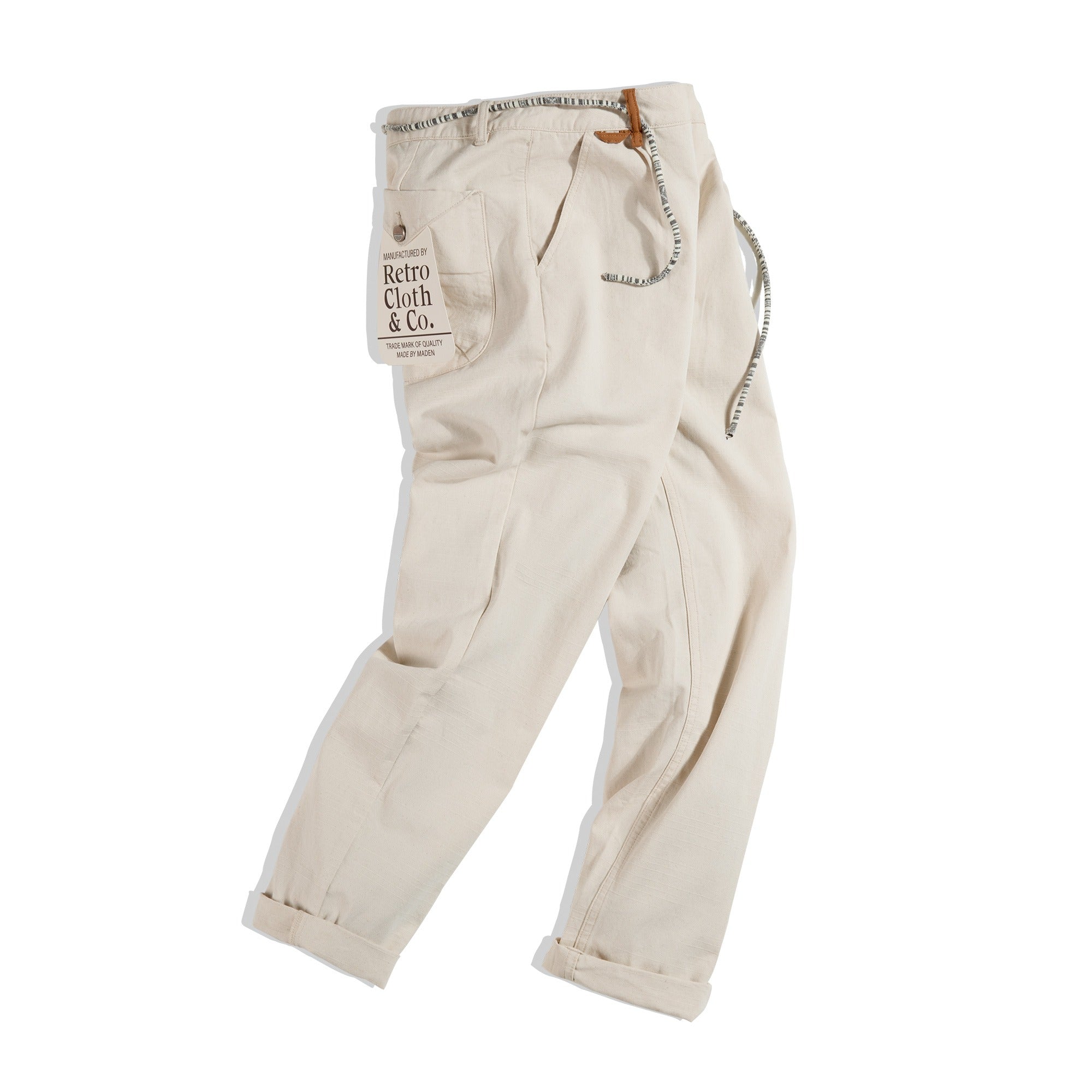 Pantalones hombre algodón casual con cordón - Hilario