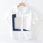 Camisa para hombre de manga corta lino estampado abstracto - Alain