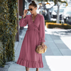 Vestido midi para mujer de textura plumeti estilo romántico - Aitana