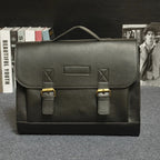 Maletín para hombre de piel sintética con hebillas estilo vintage - Adrien
