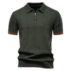 Polo para hombre de punto manga corta cremallera clásico - Baptiste