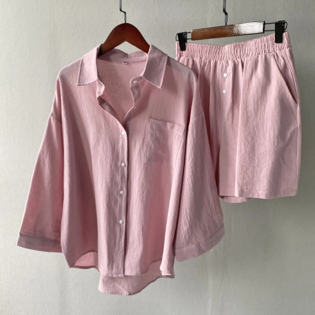Conjunto para mujer lino de algodón corte holgado estilo casual - Camila