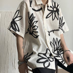 Camisa para hombre de manga corta lino diseño floral artístico - Jörg