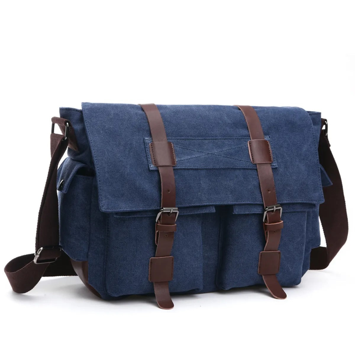 Bandolera para hombre de lona con correas de cuero estilo vintage - Sébastien