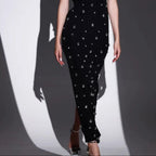 Vestido largo para mujer con pedrería escote asimétrico estilo elegante - Vianey