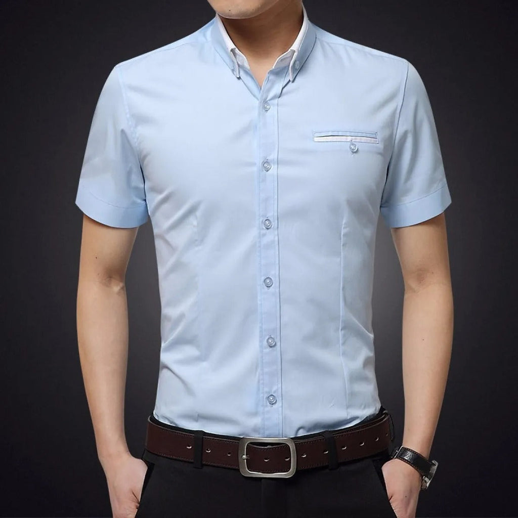 Camisa para hombre de manga corta algodón corte slim - Adrien