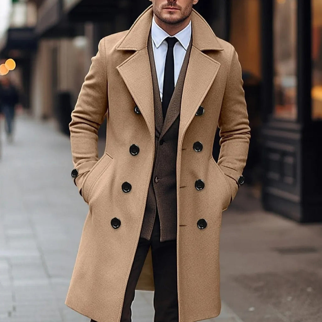 Abrigo hombre elegante lana corte cruzado - Russell