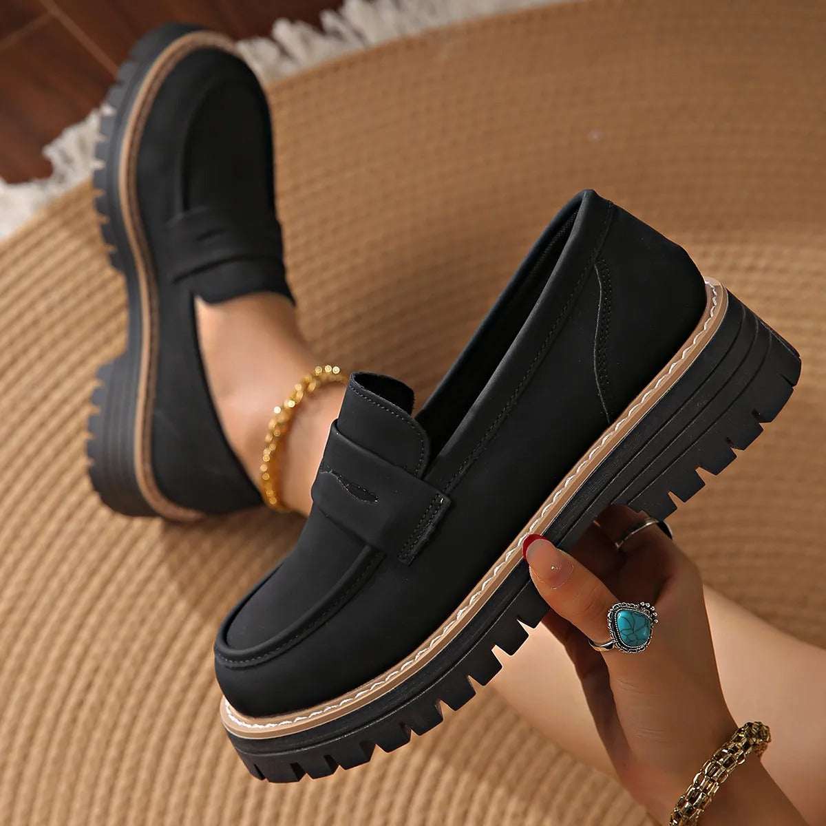 Mocasines para mujer de plataforma antideslizante estilo casual - Marjolaine