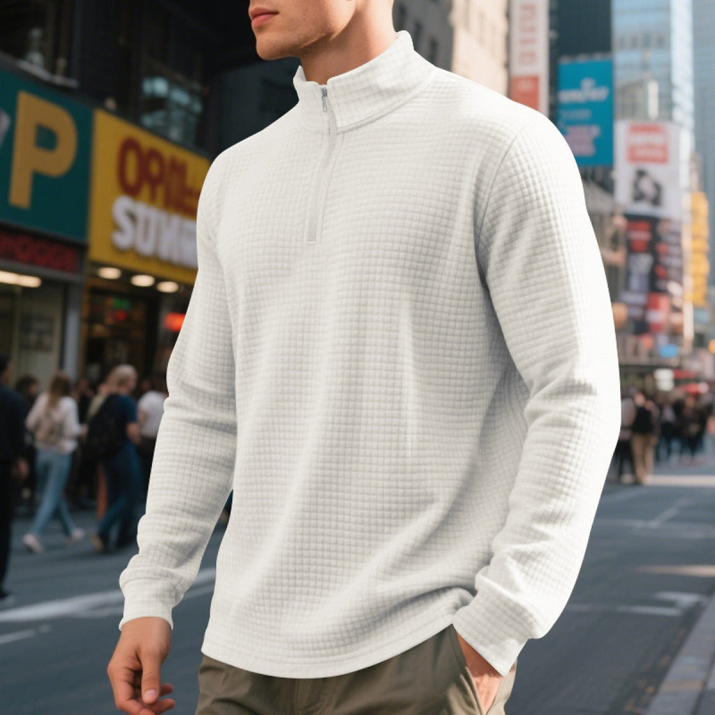 Jersey hombre cuello medio cremallera textura waffle - Taren