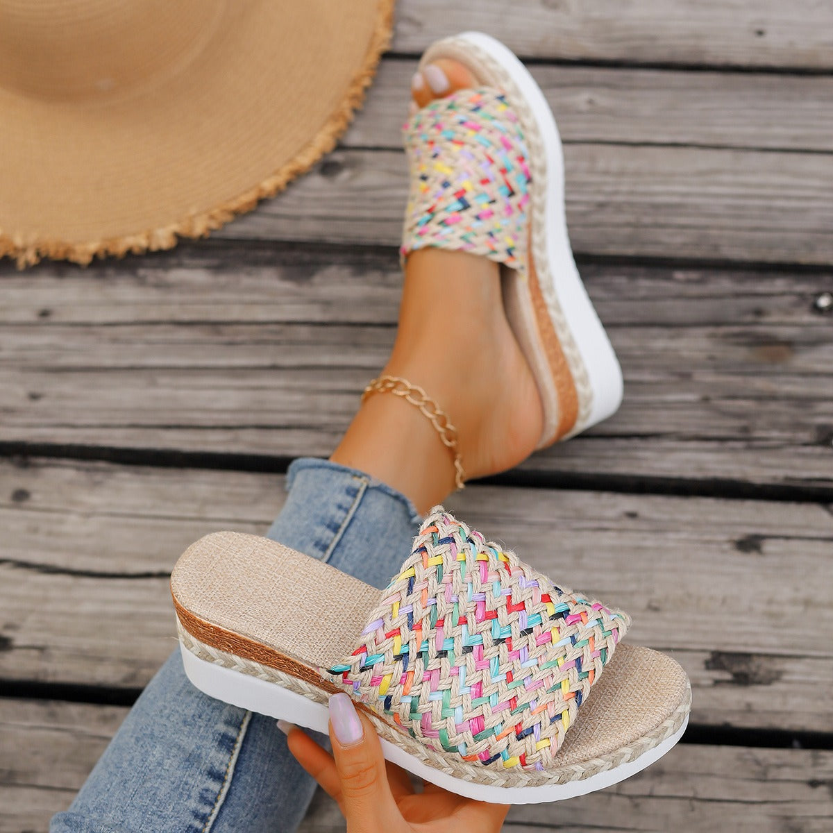 Sandalias Plataforma Mujer Trenzadas Estilo Bohemio - Malina