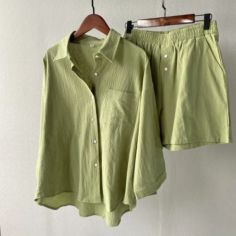 Conjunto para mujer lino de algodón corte holgado estilo casual - Camila