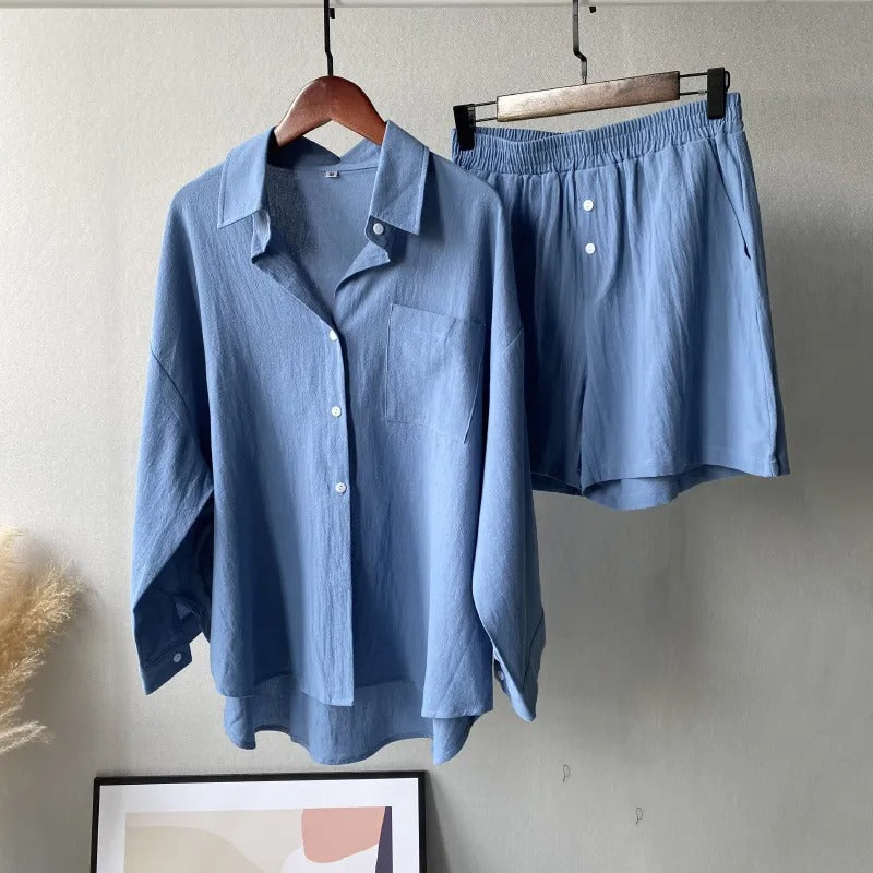 Conjunto para mujer lino de algodón corte holgado estilo casual - Camila