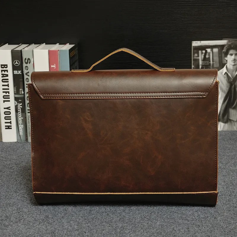 Maletín para hombre de piel sintética con hebillas estilo vintage - Adrien
