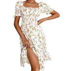 Vestido midi para mujer floral con mangas abullonadas estilo vintage - Julieta