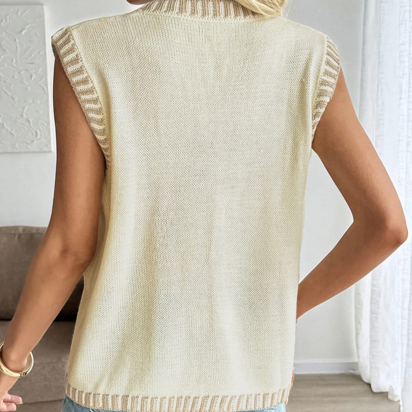 Chaleco mujer punto sin mangas escote en V - Ameline