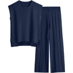 Conjunto fluido de top sin mangas y pantalón plisado - Oriane