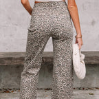 Pantalón mujer tiro alto estampado animal corte recto – Nadine