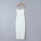Vestido largo para mujer de encaje floral con tirantes finos estilo elegante - Elena