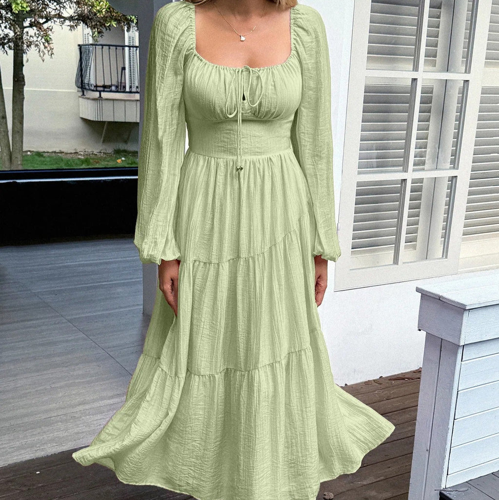 Vestido largo con escote cuadrado - Liora