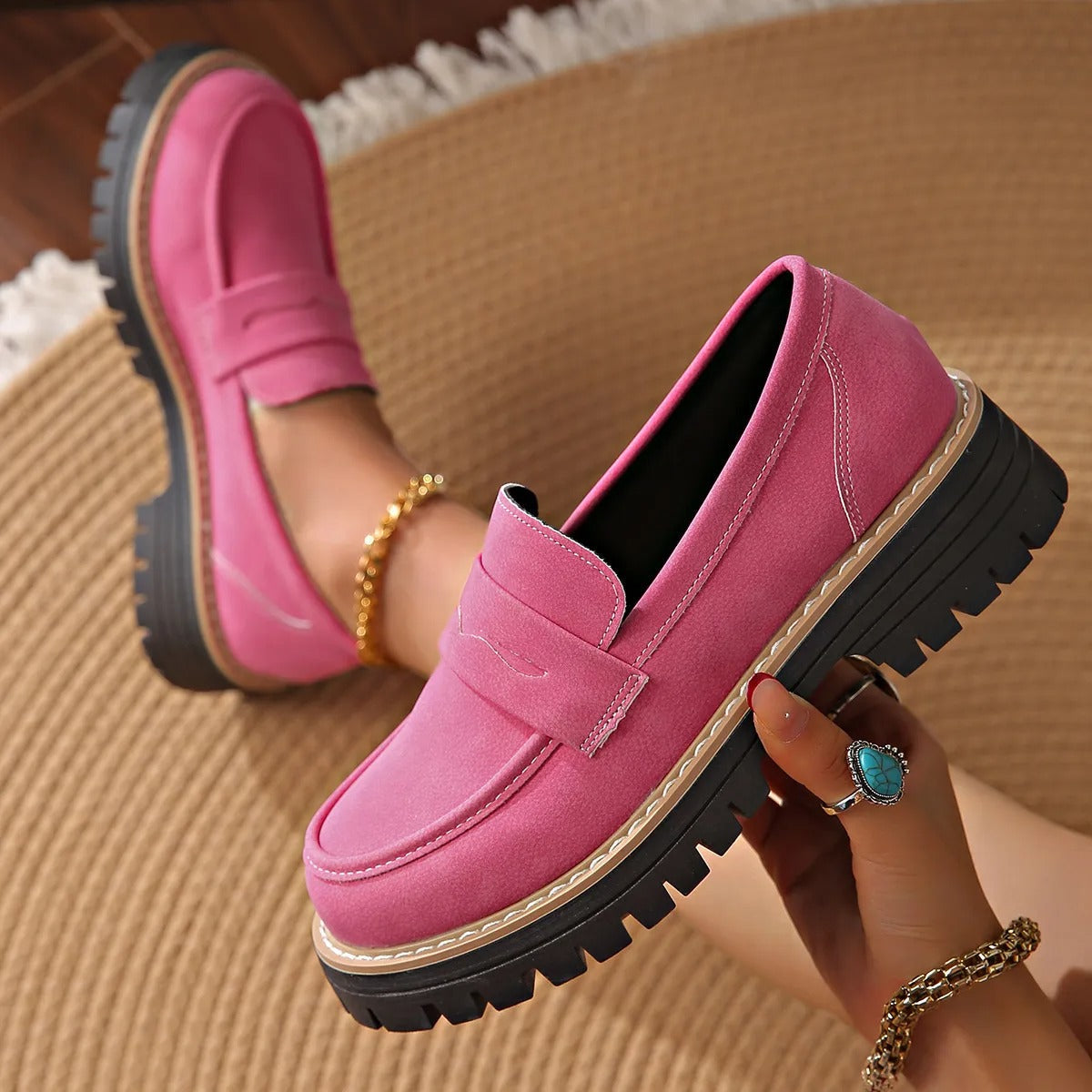 Mocasines para mujer de plataforma antideslizante estilo casual - Marjolaine