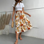 Falda midi estampada con vuelo - Amelise