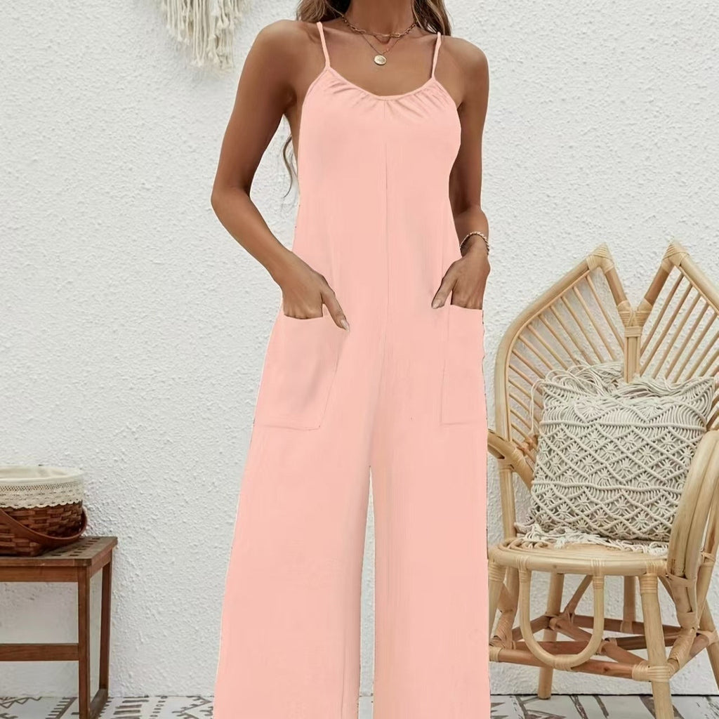 Mono largo mujer tirantes finos estilo fluido escote drapeado - Clare