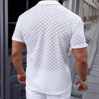 Camisa hombre manga corta semitransparente con patrón cuadros - Giulio