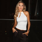Top mujer sin mangas ajustado cuello halter aro - Indira