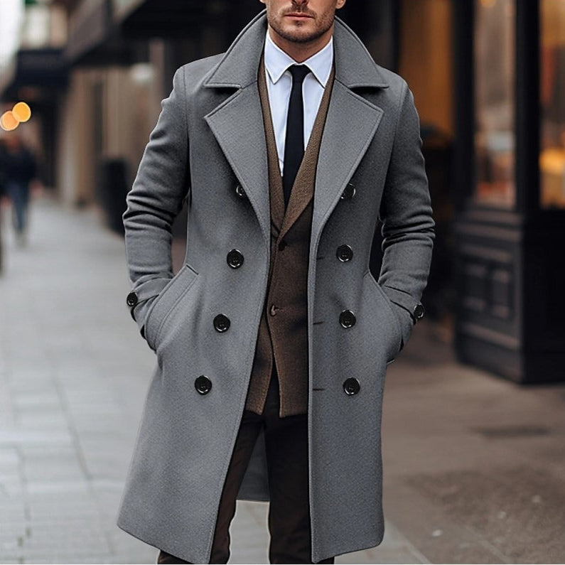 Abrigo hombre elegante lana corte cruzado - Russell