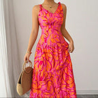 Vestido para mujer con estampado de tirantes corte acampanado - Priscila