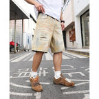 Pantalones cortos hombre denim desgastado de pierna ancha - Elías