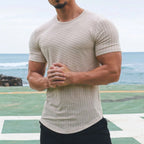 Camiseta para hombre de manga corta canalé fino estilo entallado - Thiago