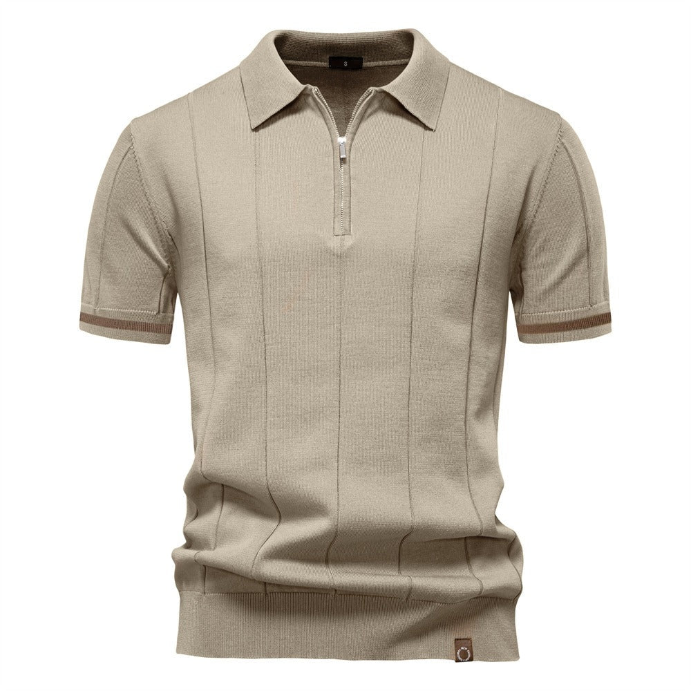 Polo para hombre de punto manga corta cremallera clásico - Baptiste